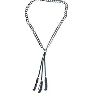 Premier Designs Black-Gray Chained Necklace with Tassels, New without Tags